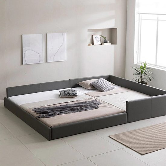 라온 슬림형 저상형 침대 SS+Q (유로탑) (그레이) 렌탈